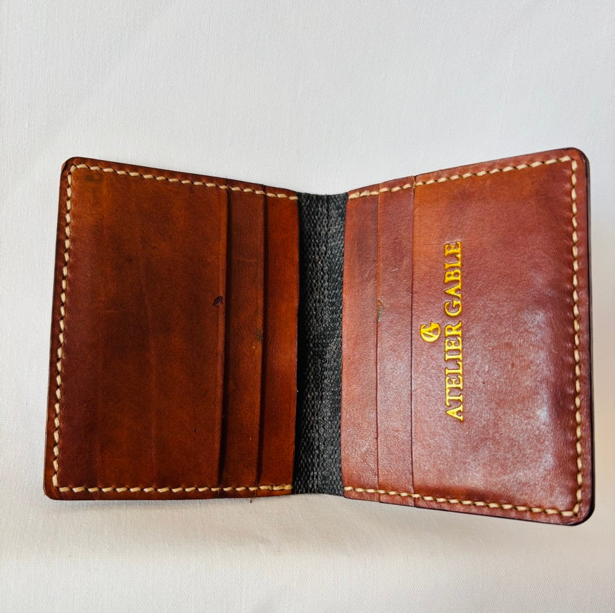 Brown micro card wallet with note section