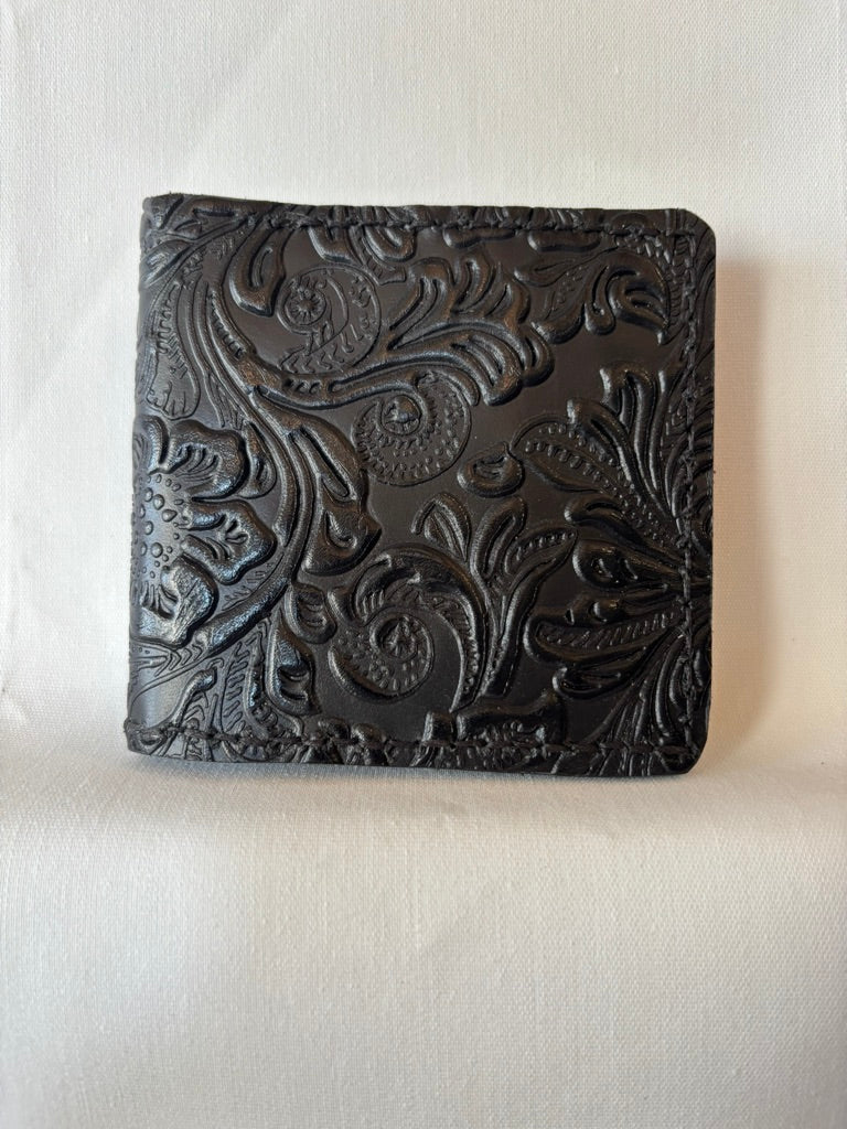 Black embossed wallet with note section