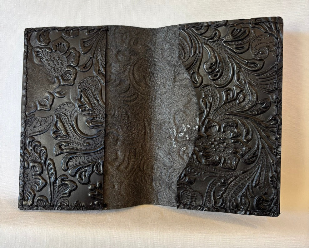 Calf Skin black embossed Passport cover