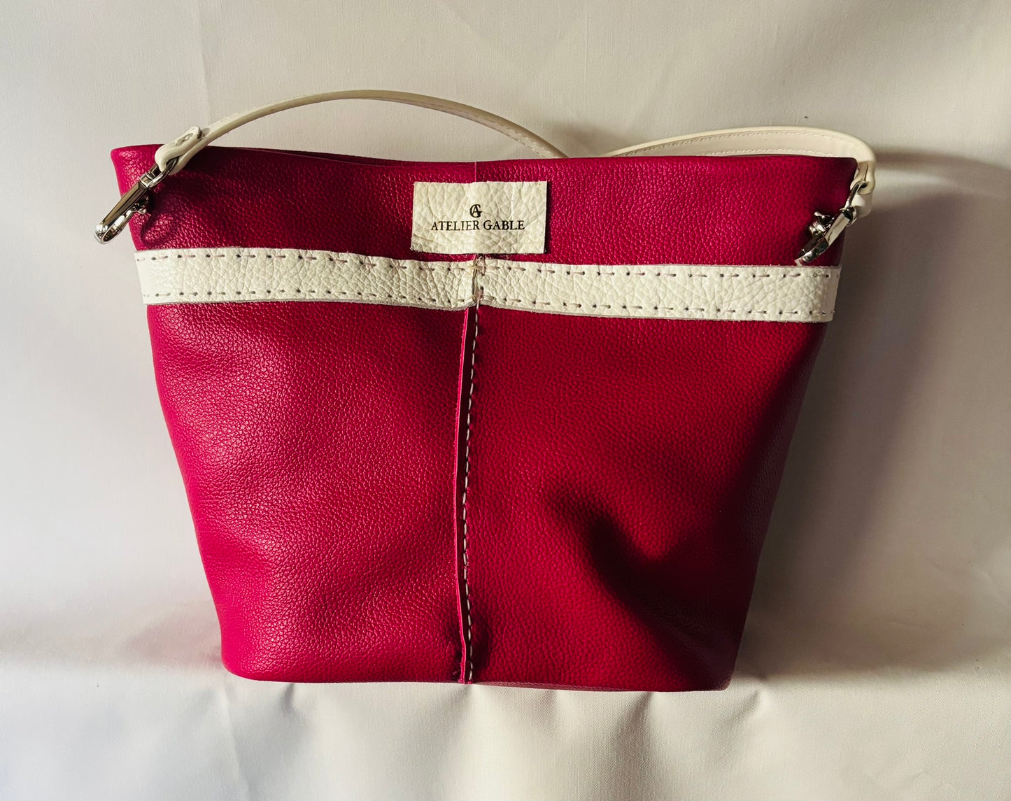 Stunning Pink and White Pebble shoulder /crossbody leather bag