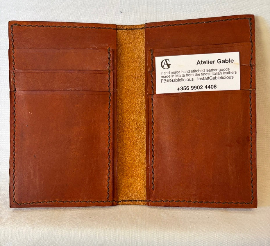 rich brown/ brown micro card wallet with note section
