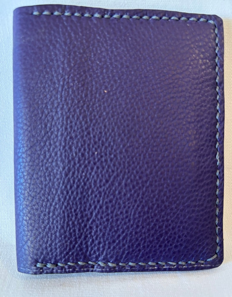 Navy blue pebbled micro wallet