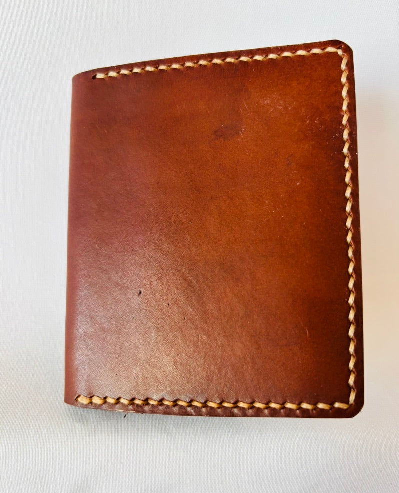 Brown micro card wallet with note section