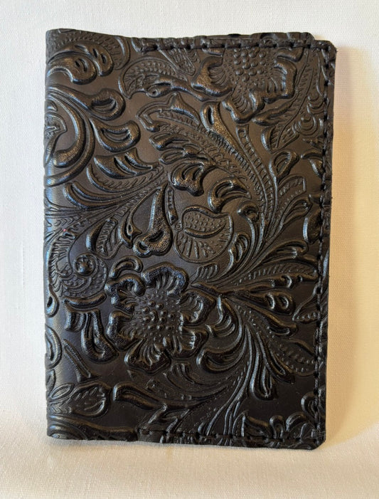 Calf Skin black embossed Passport cover